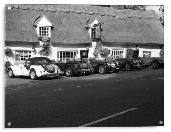 Classic Cars at the Pub Acrylic by Simon Hill