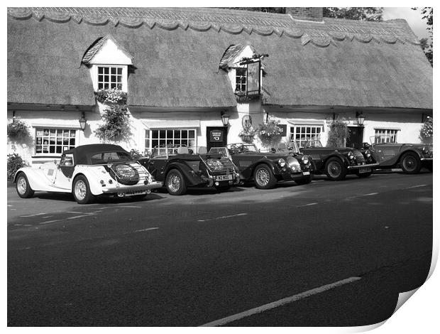 Classic Cars at the Pub Print by Simon Hill