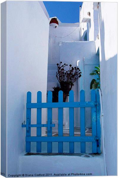 Blue Gate, Greece Canvas Print by DEE- Diana Cosford