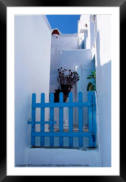 Blue Gate, Greece Framed Mounted Print by DEE- Diana Cosford