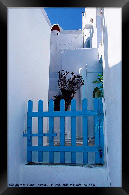 Blue Gate, Greece Framed Print by DEE- Diana Cosford