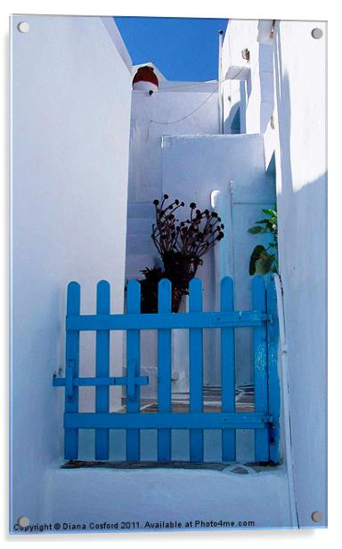 Blue Gate, Greece Acrylic by DEE- Diana Cosford