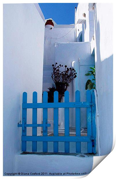 Blue Gate, Greece Print by DEE- Diana Cosford