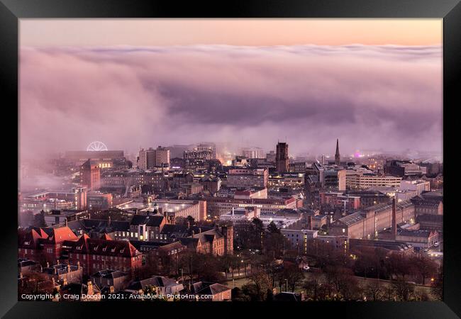 Dundee City Centre Fog Framed Print by Craig Doogan
