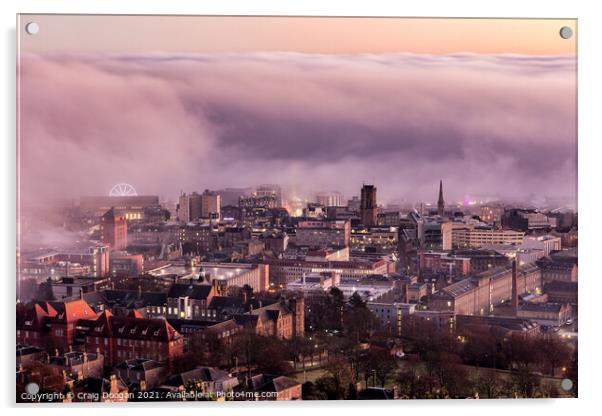 Dundee City Centre Fog Acrylic by Craig Doogan