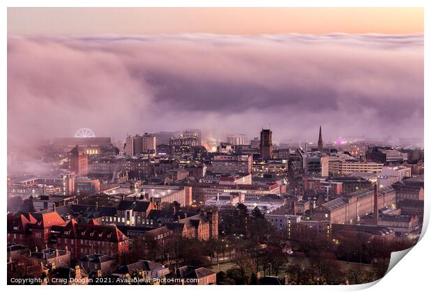 Dundee City Centre Fog Print by Craig Doogan