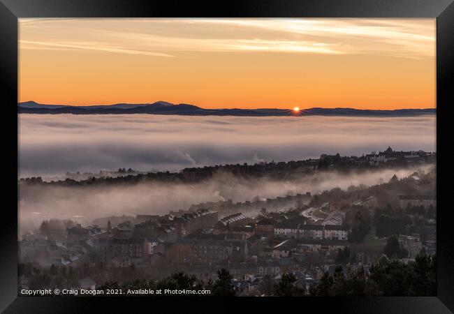 Fog Over Dundee City & Tay Framed Print by Craig Doogan