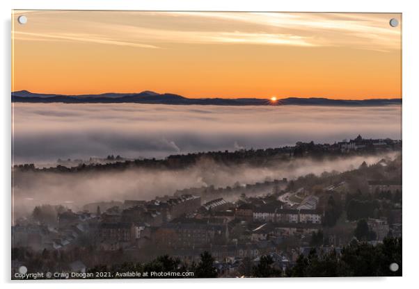 Fog Over Dundee City & Tay Acrylic by Craig Doogan