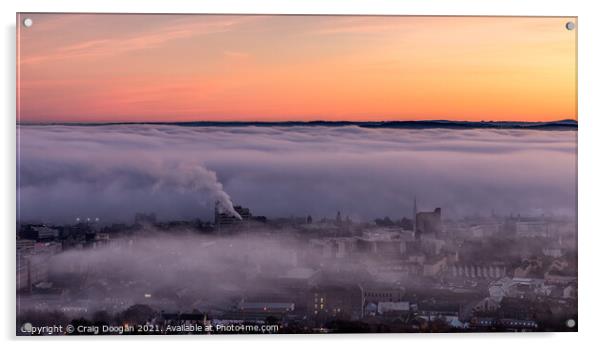 Urban Fog over Dundee Acrylic by Craig Doogan