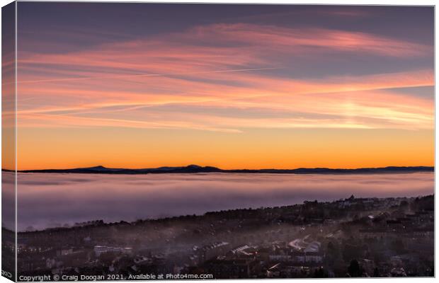 Dundee Sunset Fog Canvas Print by Craig Doogan