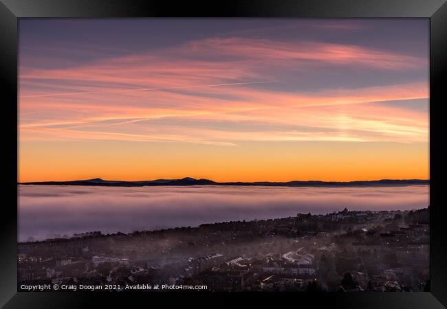Dundee Sunset Fog Framed Print by Craig Doogan