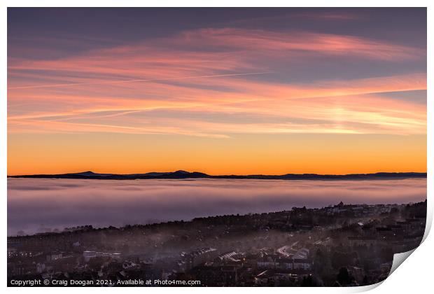 Dundee Sunset Fog Print by Craig Doogan