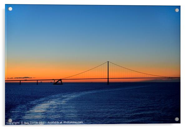 The Storbaelt Bridge after Sunset Acrylic by Roy Curtis