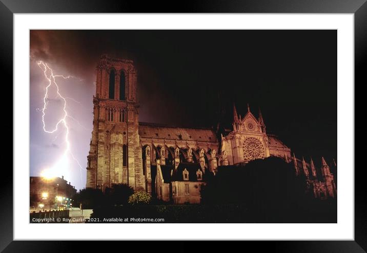 Notre Dame Lightning Framed Mounted Print by Roy Curtis
