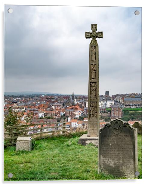 Caedmon Cross in Whitby, North Yorkshire Acrylic by Chris Yaxley