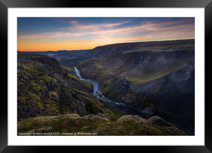 Fossardalur valley and Fossá river in Iceland at sunset. Framed Mounted Print by Paulo Rocha