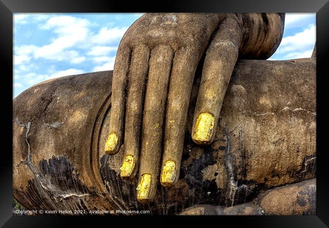 Hand of Buddha, Sukhothai, Thailand Framed Print by Kevin Hellon