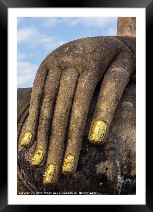 Hand of Buddha, Sukhothai, Thailand Framed Mounted Print by Kevin Hellon