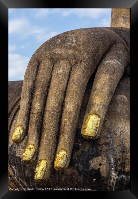 Hand of Buddha, Sukhothai, Thailand Framed Print by Kevin Hellon