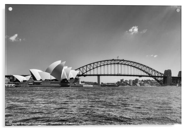 View of the Opera House in Sydney Harbor. The Sydney Harbour Bri Acrylic by Kevin Hellon