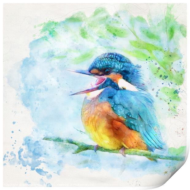 Happy kingfisher Print by Silvio Schoisswohl