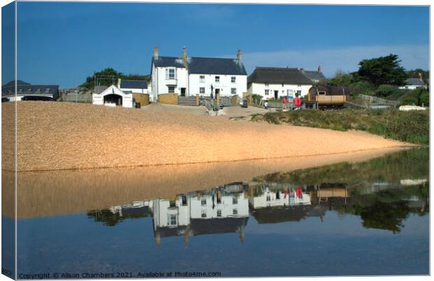 Seatown Beach Reflection  Canvas Print by Alison Chambers