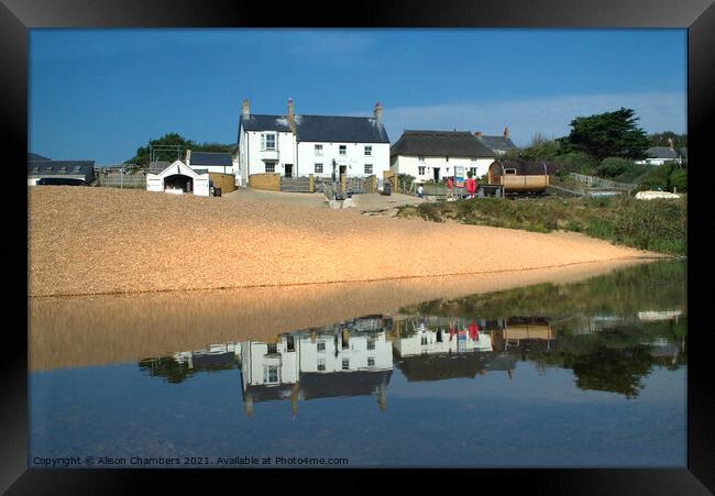 Seatown Beach Reflection  Framed Print by Alison Chambers