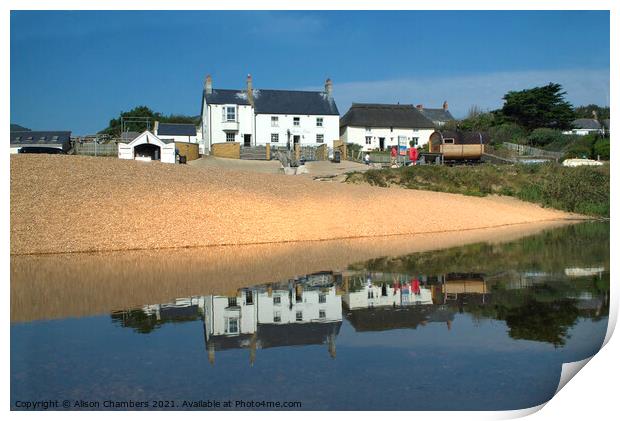 Seatown Beach Reflection  Print by Alison Chambers