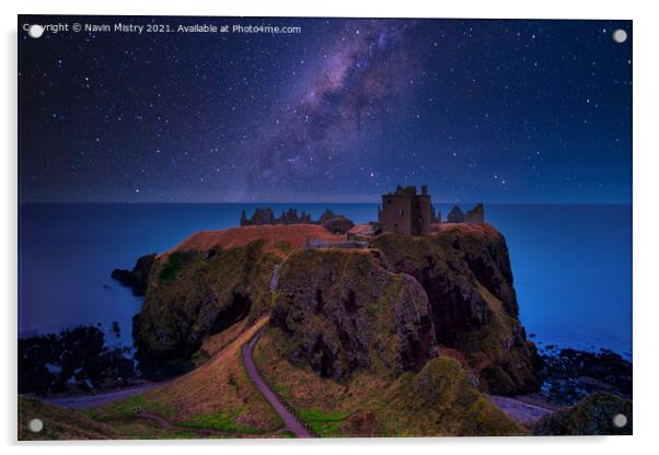 Dunnottar Castle under the Stars Acrylic by Navin Mistry