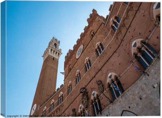 Torre del Mangia and Palazzo Pubblico in Siena Canvas Print by Dietmar Rauscher