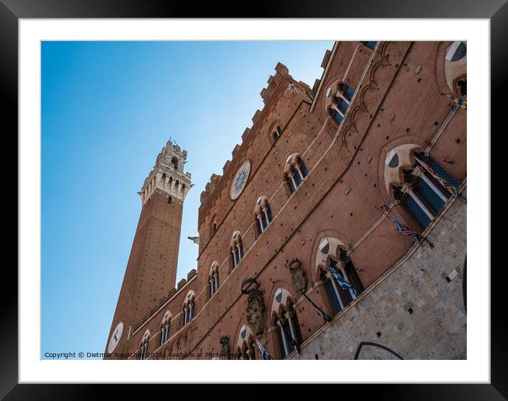 Torre del Mangia and Palazzo Pubblico in Siena Framed Mounted Print by Dietmar Rauscher