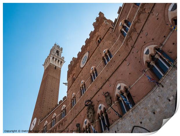 Torre del Mangia and Palazzo Pubblico in Siena Print by Dietmar Rauscher