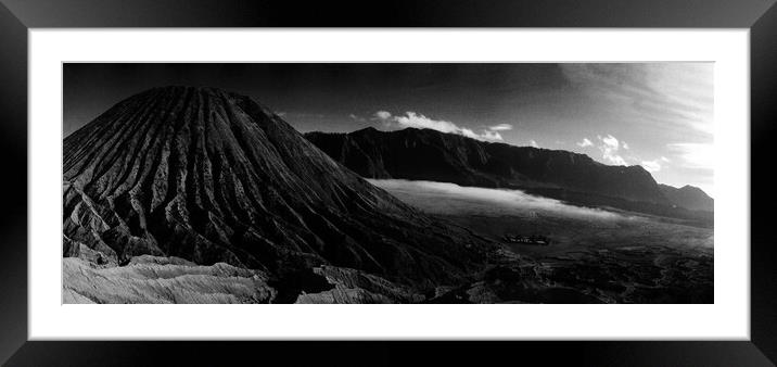 panorama of bromo in black & white Framed Mounted Print by youri Mahieu
