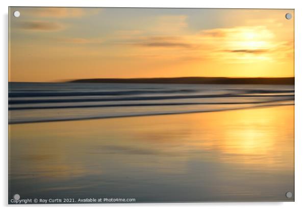Carne Beach Sunset Acrylic by Roy Curtis