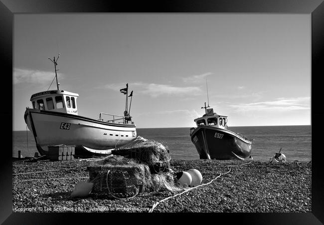 Fishing Boats  at Devon  Framed Print by Les Schofield