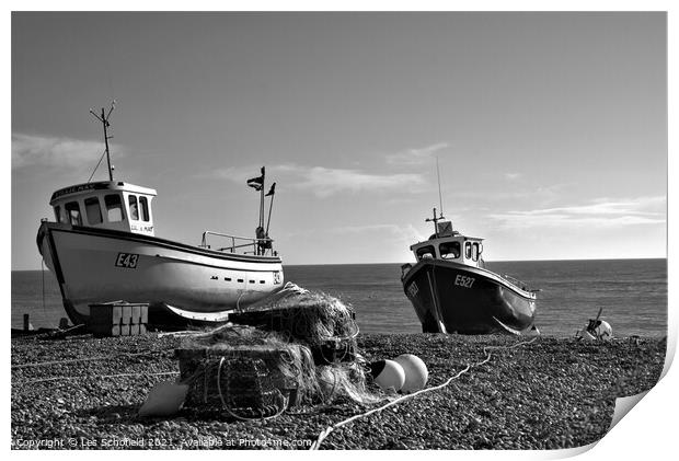 Fishing Boats  at Devon  Print by Les Schofield