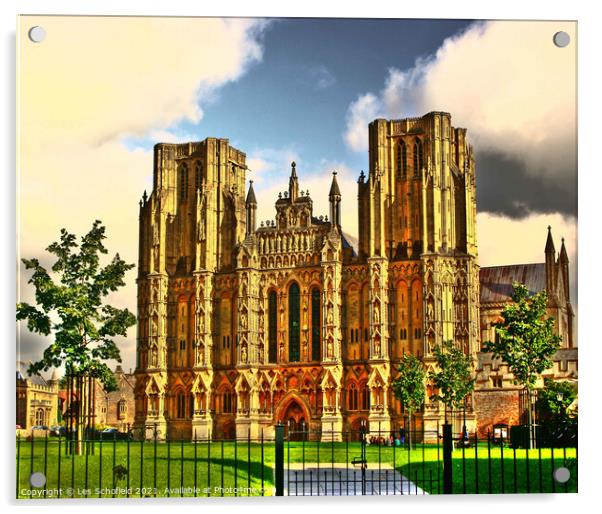 Wells Cathedral somerset Acrylic by Les Schofield