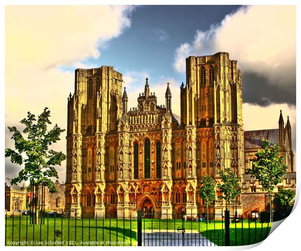 Wells Cathedral somerset Print by Les Schofield