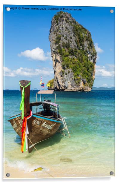 Tropical Paradise James Bonds Iconic Longboat Beac Acrylic by Steven Nokes