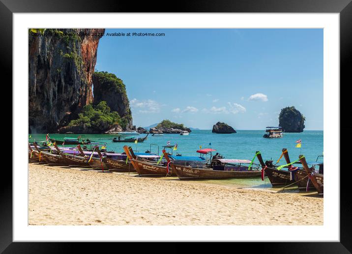 Idyllic Longboat Scene in Krabi Framed Mounted Print by Steven Nokes
