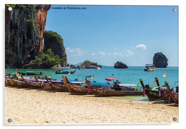 Idyllic Longboat Scene in Krabi Acrylic by Steven Nokes
