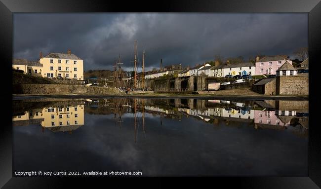 Charlestown Stormy Day Reflection. Framed Print by Roy Curtis
