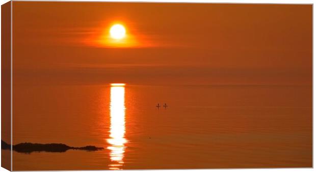 Paddleboarders enjoying the sunrise Canvas Print by Cecil Owens