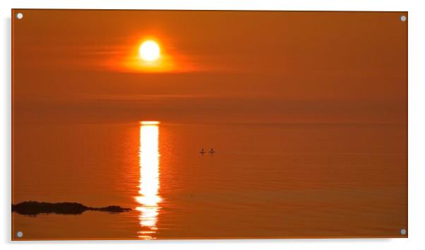 Paddleboarders enjoying the sunrise Acrylic by Cecil Owens