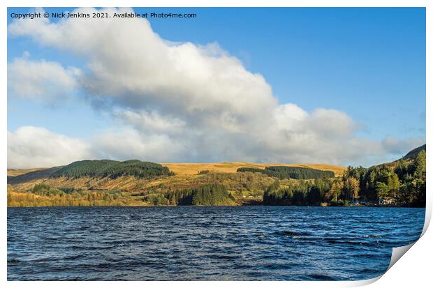 Pontsticill Reservoir Brecon Beacons National Park Print by Nick Jenkins
