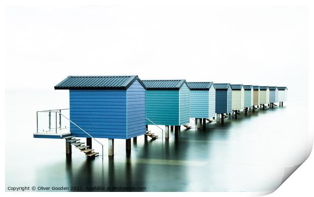 Beach Huts Print by Oliver Gooden