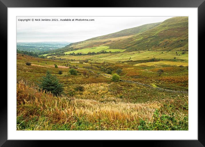 The Tarell Valley Brecon Beacons Looking North Framed Mounted Print by Nick Jenkins