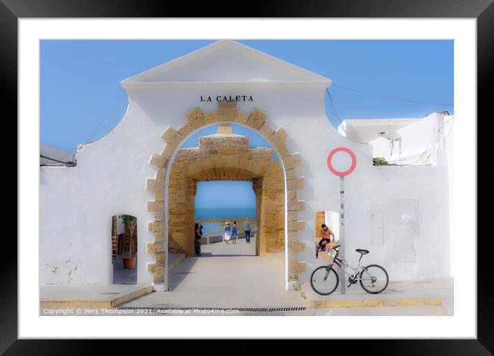The entrance to La Caleta beach in Cadiz Framed Mounted Print by Piers Thompson