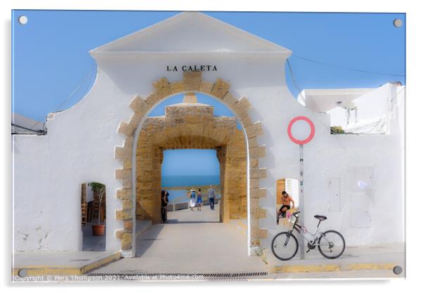 The entrance to La Caleta beach in Cadiz Acrylic by Piers Thompson