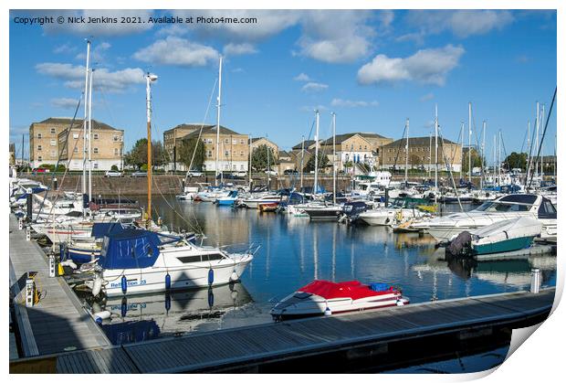 Penarth Marina Old Harbour south Wales Print by Nick Jenkins